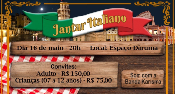Jantar Italiano beneficente será realizado no sábado (16) em Botucatu