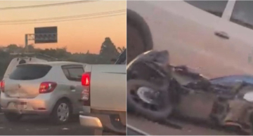Engavetamento entre carros e motos causa lentidão no entroncamento da Rondon com a Castelinho em Botucatu