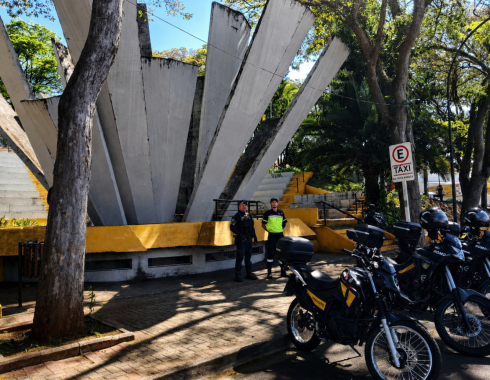Adolescente é flagrado pichando Concha Acústica na Praça do Paratodos, em Botucatu