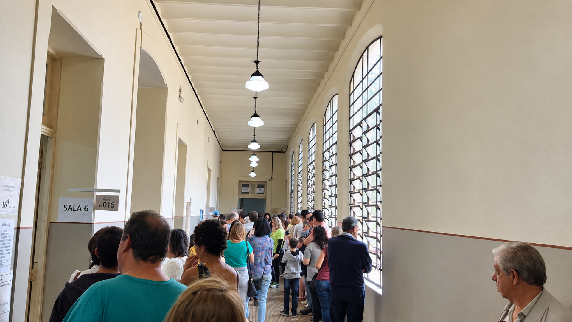 Fila no Corredor Institucional