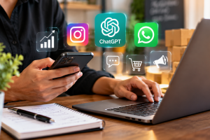 Marketing digital com IA no trabalho